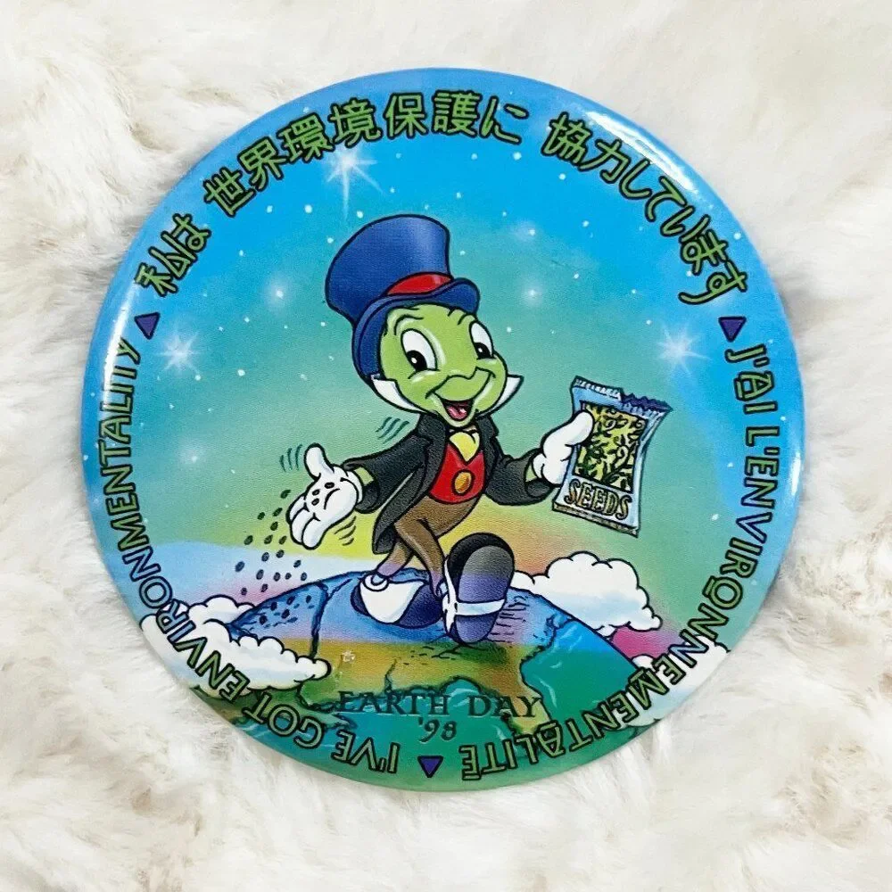 🔮 5/$25 Vintage Disney Pinocchio Jiminy Cricket Earth Day 1998 Pin